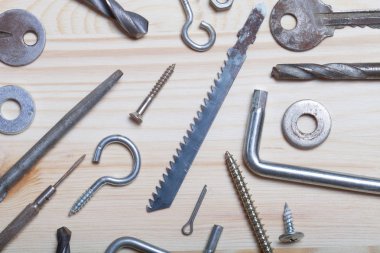 Araç ve farklı contraptions kümesi. Üstten Görünüm