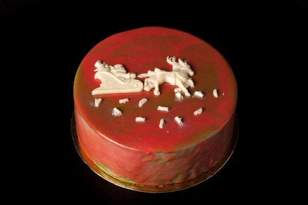 ミラー釉薬とチョコは、新年自家製明るいムースケーキ — ストック写真