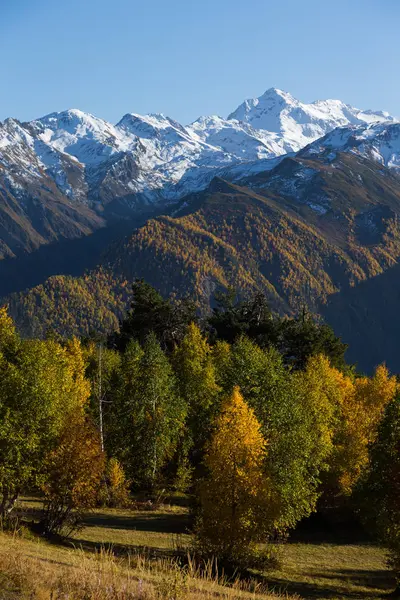 Svaneti içinde güzel sonbahar dağ manzarası. Gürcistan — Stok fotoğraf