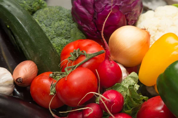 Set of fresh vegetables and herbs. Selective focus. Shallow dept — Stock Photo, Image