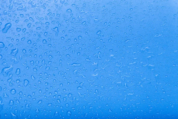 Drops of water on a color background. Blue. Selective focus. Sha — Stock Photo, Image