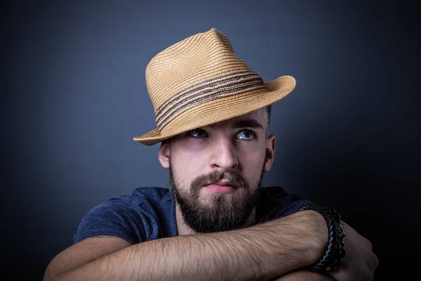 Portrait of a young man with a beard. Toned — Stock Photo, Image