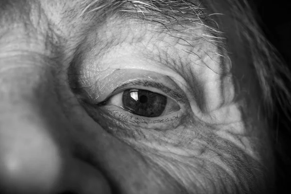 Portrait of elderly woman. Close-up detail. Toned — Stock Photo, Image