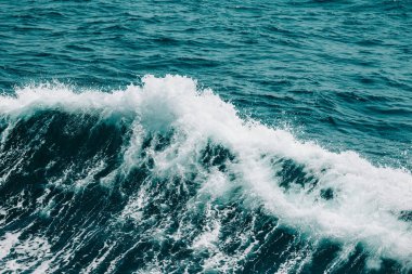 Beyaz sorguç dalga deniz. Seçici odak. Sığ derinliği bes