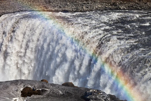 Stormy water and dirty spring snow. Beautiful view to the Dettif — Stock Photo, Image