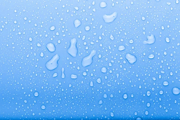 Drops of water on a color background. Selective focus. Blue. Ton — Stock Photo, Image