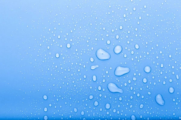 Drops of water on a color background. Selective focus. Blue. Ton — Stock Photo, Image