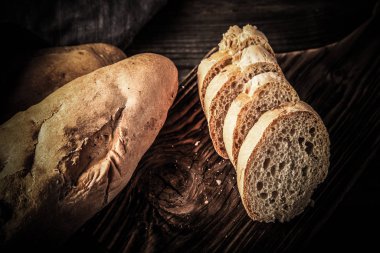 Rustic composition with a rough linen napkin. Toned