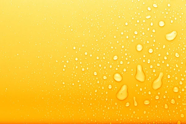 Краплі Води Кольоровому Фоні Вибірковий Фокус Жовтий Тонований — стокове фото