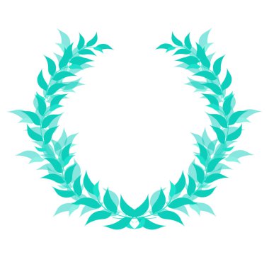 Laurel vein, honorary award, sports champion competition winner prize, victory symbol, emblem, badge, icon, trophy. A separate object of green color from branches and leaves on a white background clipart