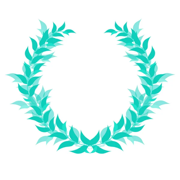 Лорел Вэйн, почетная награда, приз чемпиона спорта, символ победы, эмблема, значок, икона, трофей. Отдельный объект зеленого цвета от ветвей и листьев на белом фоне — стоковое фото