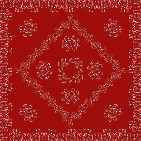 Square openwork lace neckerchief shawl tablecloth. White abstract pattern, bright trendy stylish red background, frame texture fabric, silk, napkin, doily, scarf, bandana, carpet, album cover — Stok fotoğraf