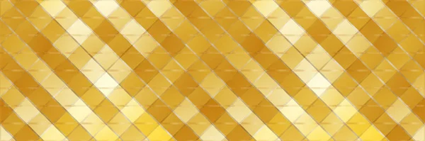 Banner background poster abstract tiled industrial long striped checkered with lines geometric horizontal golden yellow gradient shiny, metal surface texture, silk, satin ribbons interwoven, textile