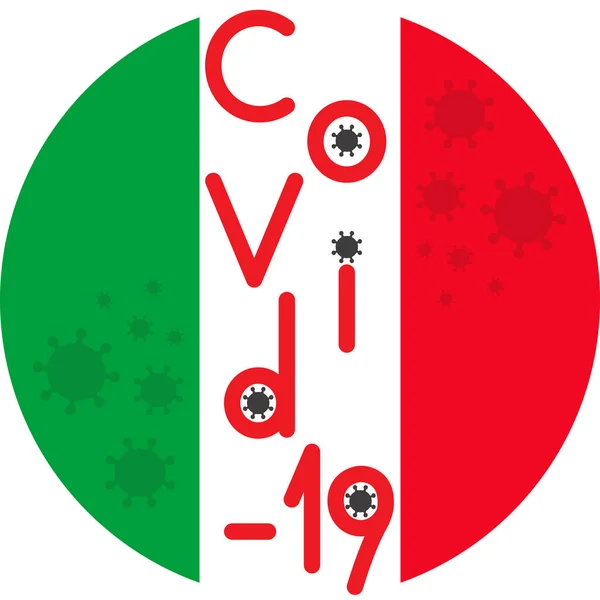 Covid Coronavirus Pandemic Virus Molecules Inscription Text English Background Italian — Stock Vector