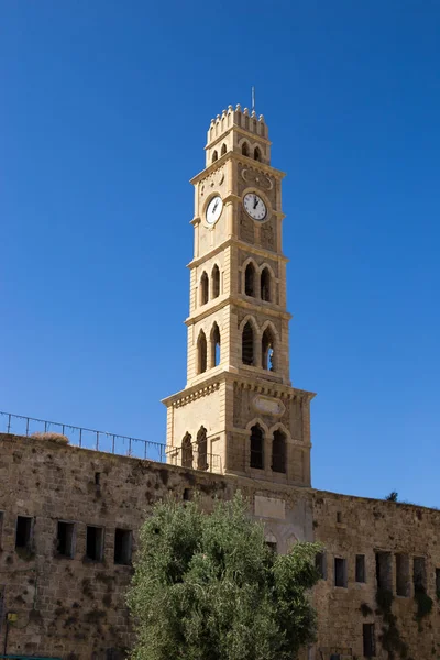 旧城，英亩，以色列 khan al Umdan 钟楼 — 图库照片