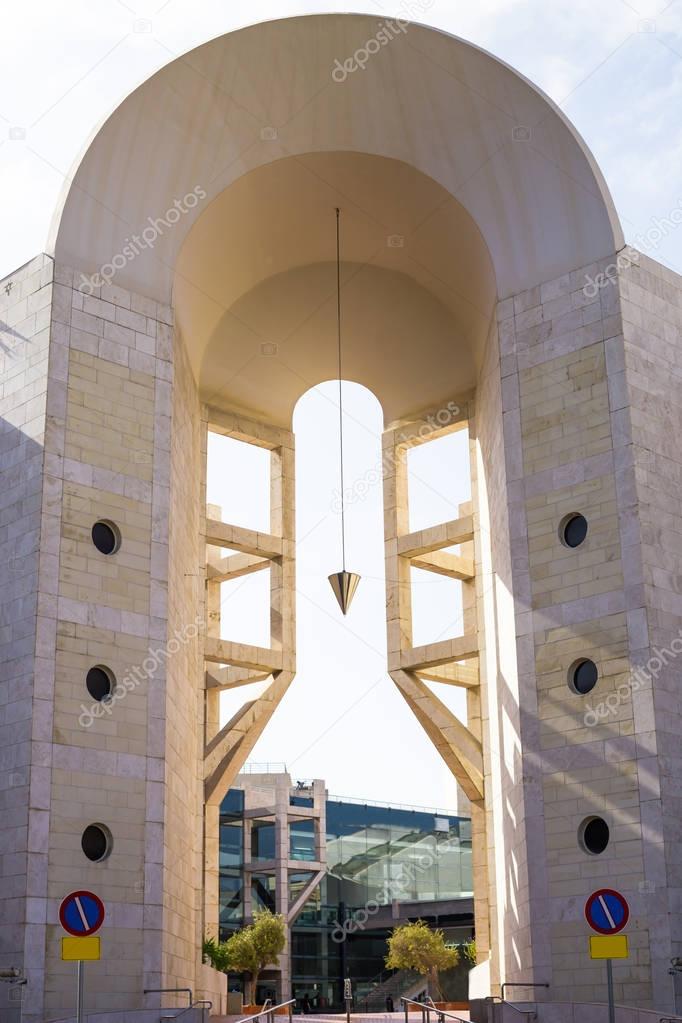 Fragment of modern architecture, arch oval. Tel Aviv Israel