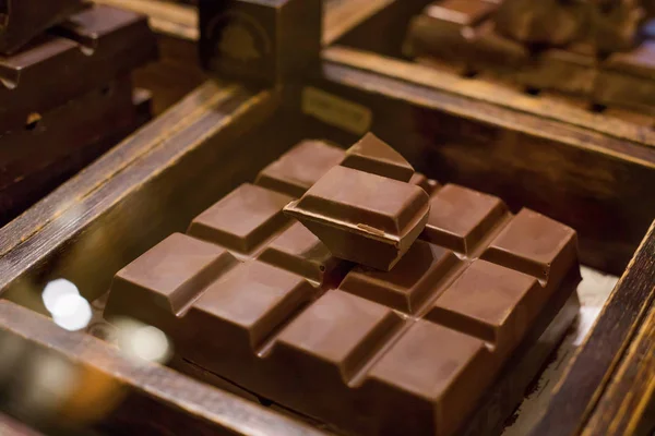 Chocolate bar in wooden box