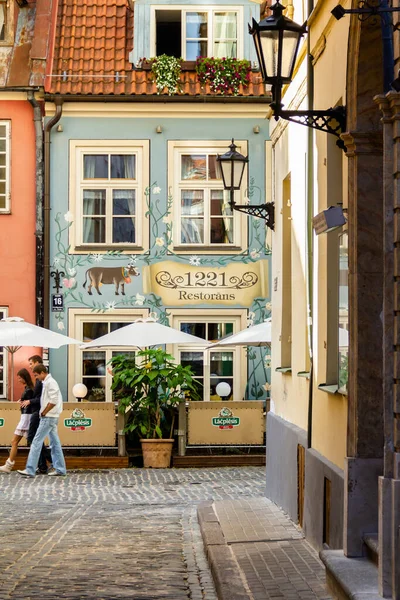 Riga Latvia Circa Aug 2013 Den Söta Lilla Restaurangen 1221 — Stockfoto