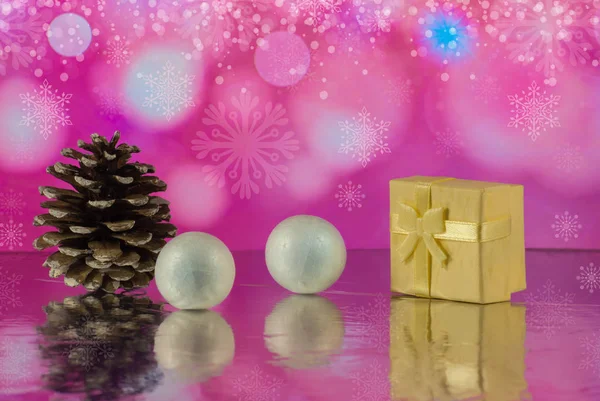 Прекрасний Різдвяний Подарунок Або Подарункова Коробка Снігу Прикраса Фоні Святкових — стокове фото