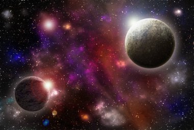Uzaydan gelen bilinmeyen bir gezegen. Uzay nebulası. Kozmik yıldız kümesi. Dış uzay arkaplanı
