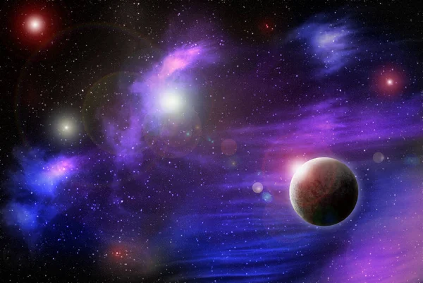 来自外层空间的不明行星 空间星云A 宇宙中的星团外层空间背景 — 图库照片