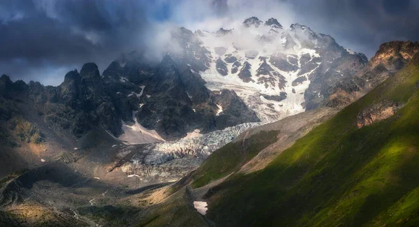 Colorful Place Caucasus Mountains Rocks Glacier Beautiful Outdoor Scene Upper — Stockfoto