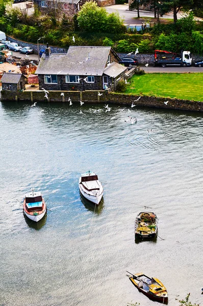 Fisherman boat harbour village — Stock Photo, Image