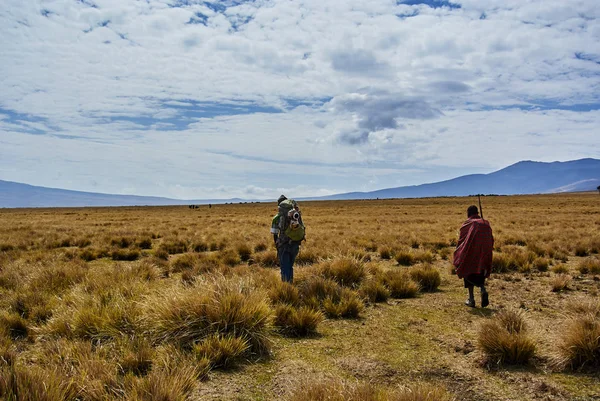 Hikein Ngorongoro Conservation Area Nationnal park Highlands craters en route for Bulati Village from Nainokanoka with Masai Guide and cook. The Crater Highlands (Ngorongoro Highlands) are a region along the East African Rift in the Arusha and Manyar