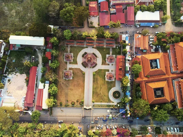 Vista aérea de la granja de loto — Foto de Stock