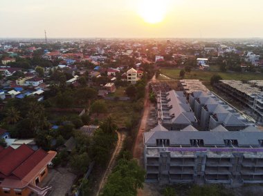 İnşaat binasının havadan görünümü
