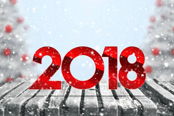 Die Aufschrift 2018, der Hintergrund für das neue Jahr, eine Postkarte mit hellem Hintergrund. — Stockfoto