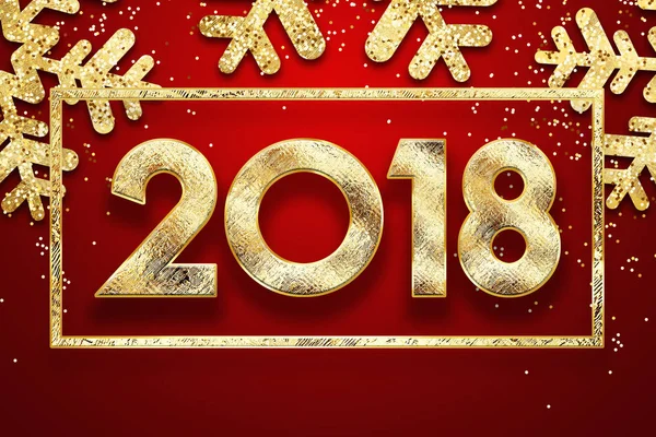 2018 Feliz Ano Novo Números Ouro Design Cartão Saudação Gold — Fotografia de Stock