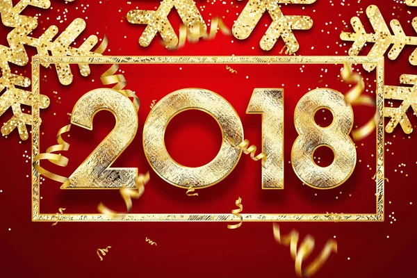 Šťastný Nový Rok 2018 Zlatá Čísla Návrh Blahopřání Zlaté Zářící — Stock fotografie
