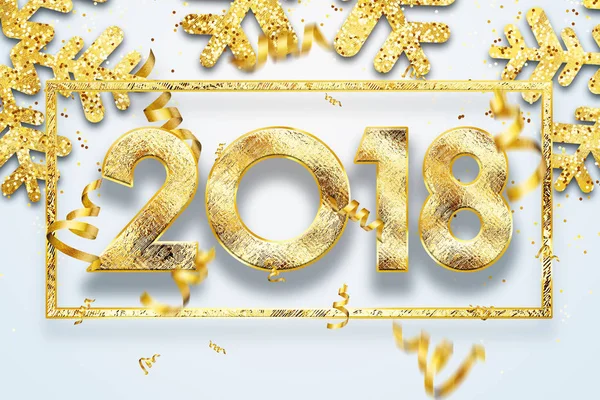 2018 Happy new year. Gold Numbers Design of greeting card of. Gold Shining Pattern. Happy New Year Banner with 2018 Numbers on Bright Background.