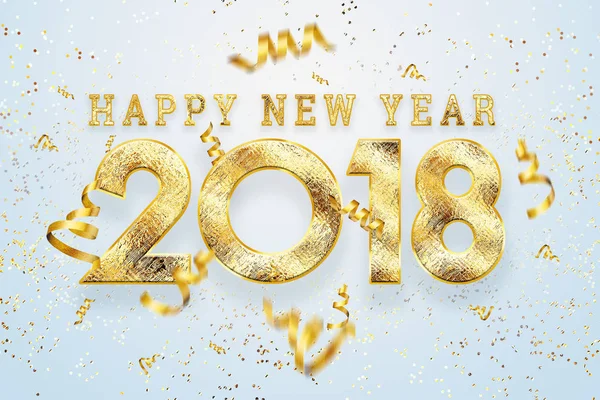2018 Frohes Neues Jahr Goldnummern Design Der Grußkarte Von Gold — Stockfoto