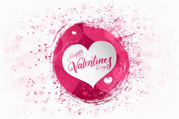 Happy Valentine\'s Day festive web banner, Valentine\'s Day. Composition with pink brains brush, paint, and hearts on a light background.