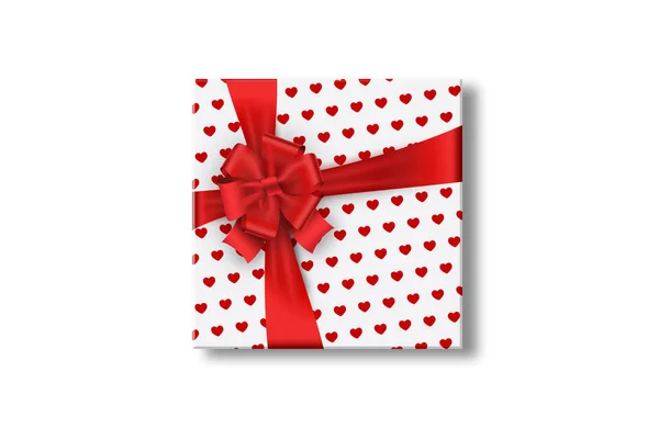 礼品盒与弓隔离在白色背景 情人节 — 图库照片