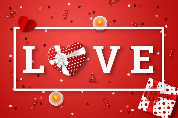 Happy Valentine Day Feestelijke Webbanner Bovenaanzicht Van Samenstelling Met Het — Stockfoto