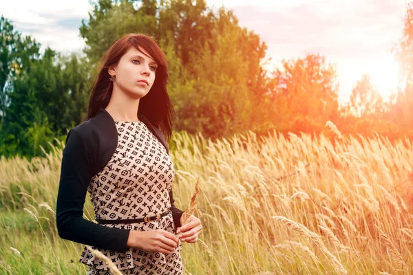 Belle Femme Appréciant Champ Marguerite Belle Femelle Couchée Dans Prairie — Photo