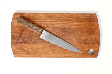 Yönetim Kurulu ve bıçak seti beyaz arka plan üzerinde izole kesme mockup tasarım kavramı. Boşaltmak için metin ve logosu. Beyaz arka plan üzerinde dahil yol clipping.