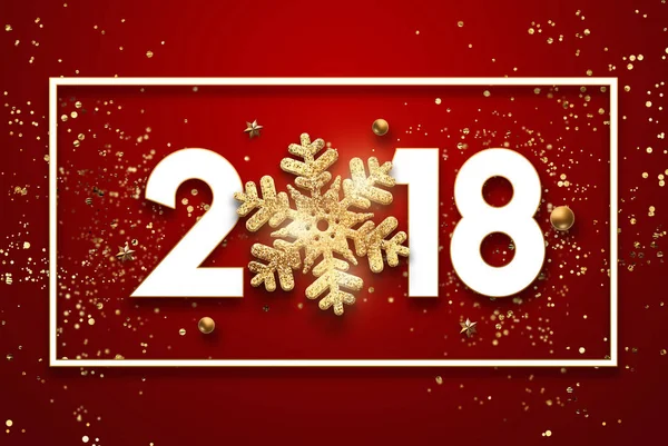 Iscrizione 2018 Natale Sfondo Natalizio Biglietto Auguri Con Fiocco Neve — Foto Stock