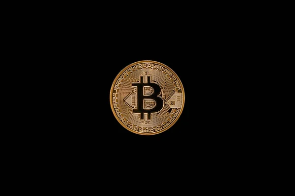 Sikke Bitcoin Izole Karanlık Bir Arka Plan Üzerinde — Stok fotoğraf