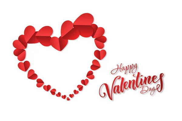 Happy Valentine Day Holiday Banner Large Red Heart Lined Small — Stock Photo, Image