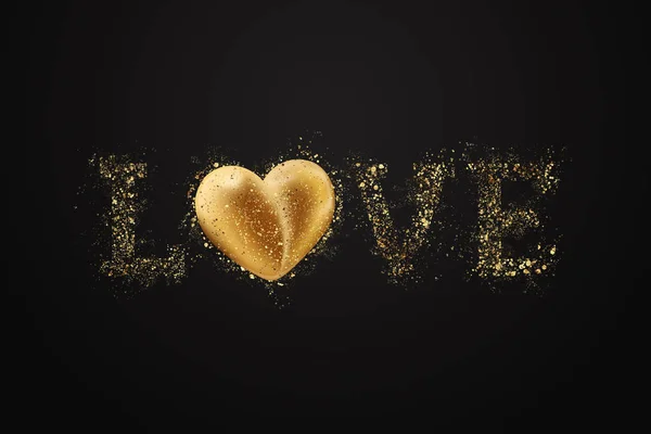 Altın Konfeti Siyah Altın Aşk Mektubu Festival Web Afiş Ilanı — Stok fotoğraf