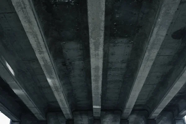 The design of the automobile bridge, overpass, view from below.