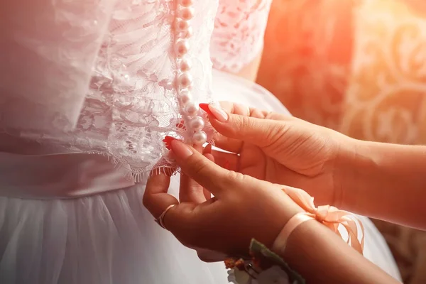 Wedding Dress Details New Family Marriage Relationships Romance — Stock Photo, Image