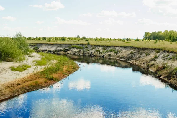 Прекрасний Літній Краєвид Річки Синього Неба Білорусі Росії — стокове фото