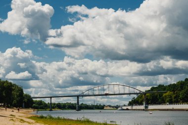 Nehrin Zuari Goa, Hindistan Hint demiryolu Köprüsü'nün panoramik görünüm