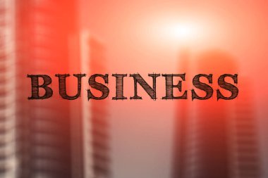 İş, bulanık bina arka plan üzerinde kelime iş kavramı