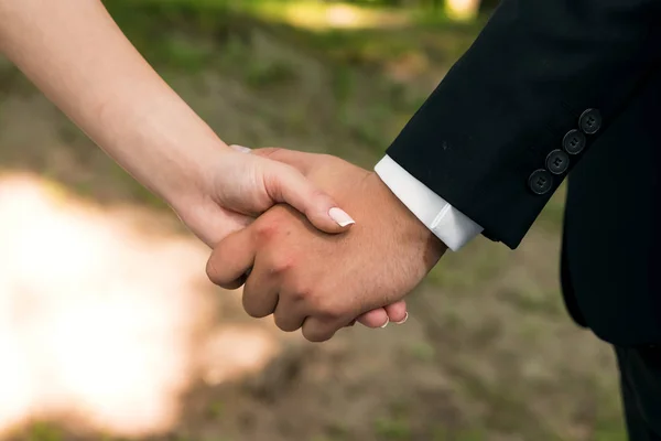 Mãos Fechadas Par Amoroso Romance Amor Calça Conceito Idílio — Fotografia de Stock